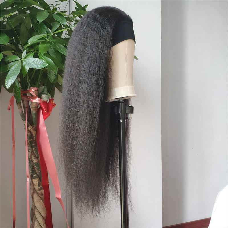 Real Hair Ice Silk Headband Tie Headgear Yaki Upside Down