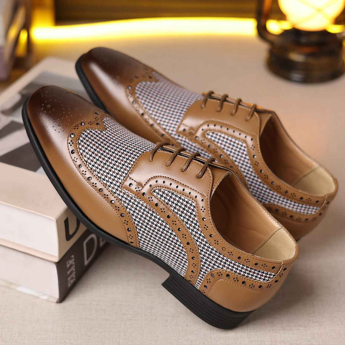 Imitation Houndstooth Men's Shoes Casual Leather Shoes