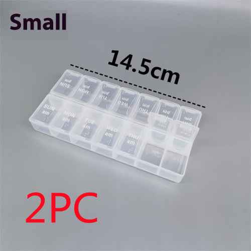 Big Small Size 14 Grid Week Pill Box Morning And Evening Color Week Pill Box Printing Russian English