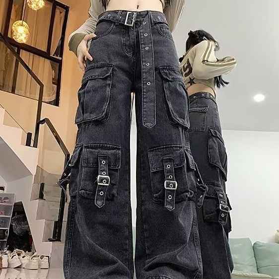 Pantalon décontracté femme jambe droite et large