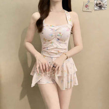 One-Piece Dress-Style Holiday Swimsuit With Butterfly Print