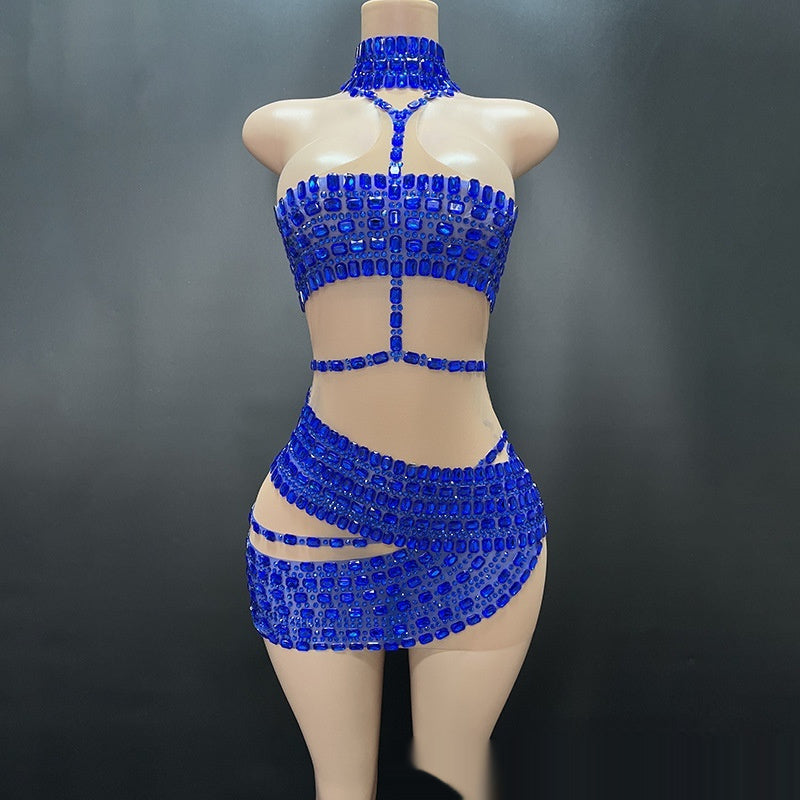 High-end And Fashionable Rhinestone Tube Top Short Skirt Top Vest by Mirlaine Univers
