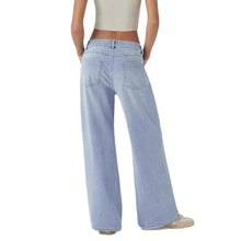 Women's Retro Washed Denim Wide-Leg Jeans With Multiple Textures