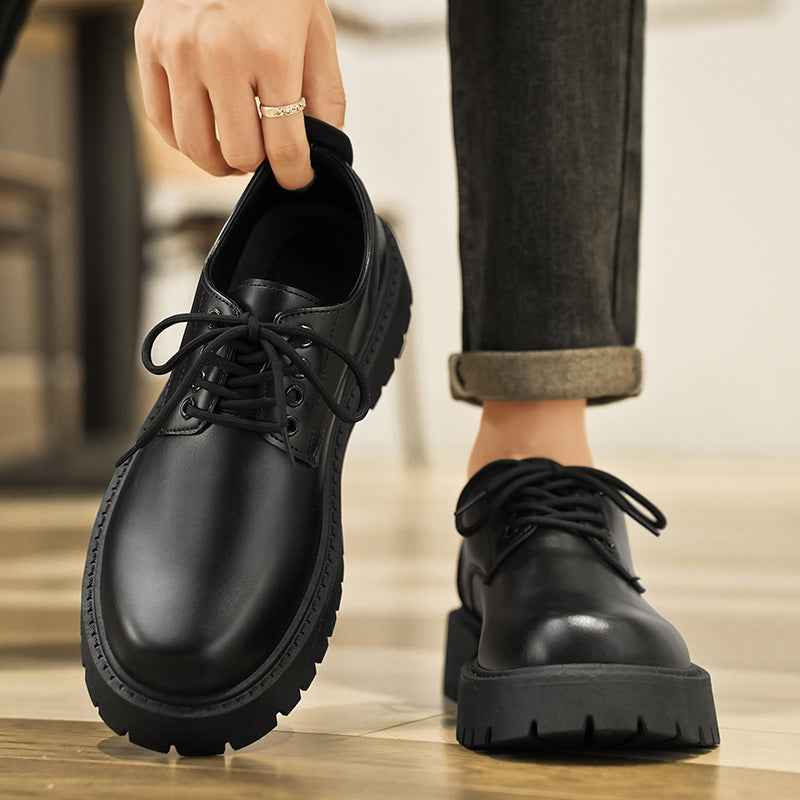 Mens Business Waterproof Black Leather Shoes