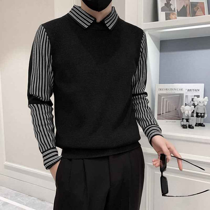 Fake Two Pieces Sweaters Men's Base Knitting