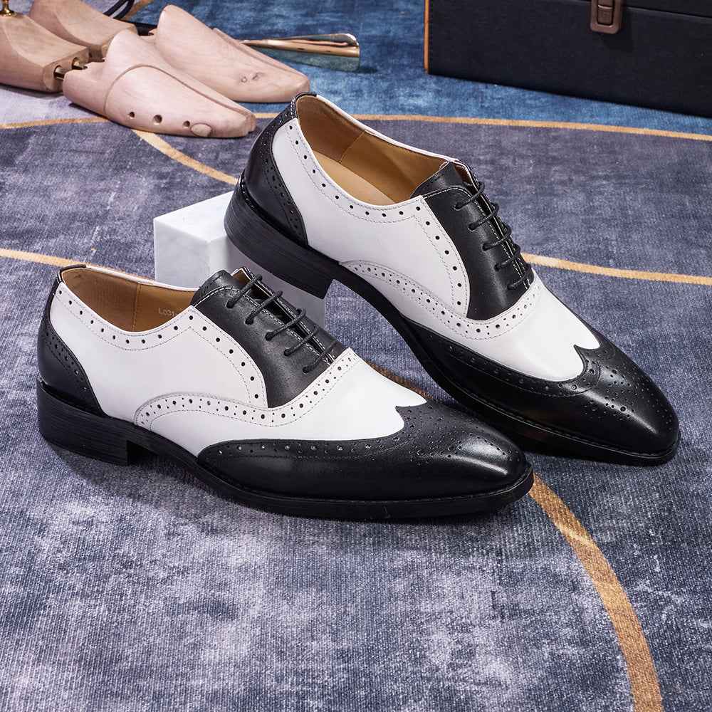 European And American Men's Brogues For Business And Casual Wear With Pointed Toes