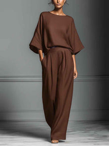 Womens Fashionable And Elegant Flared-Sleeve Linen Suit