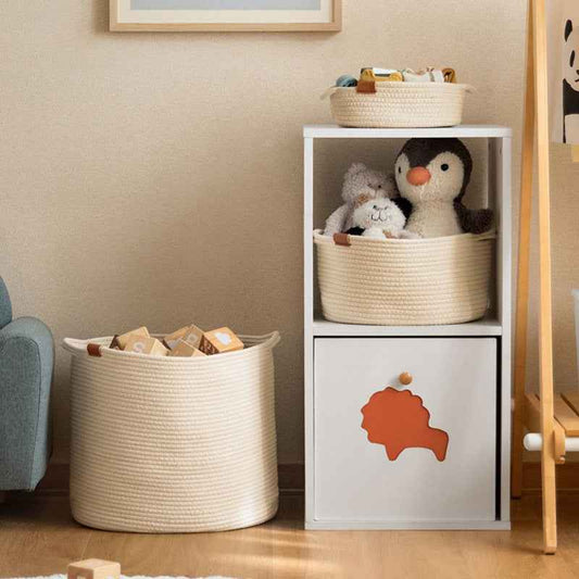 Laundry Basket Woven Cotton String Large Laundry Basket High Laundry Basket Foldable Basket