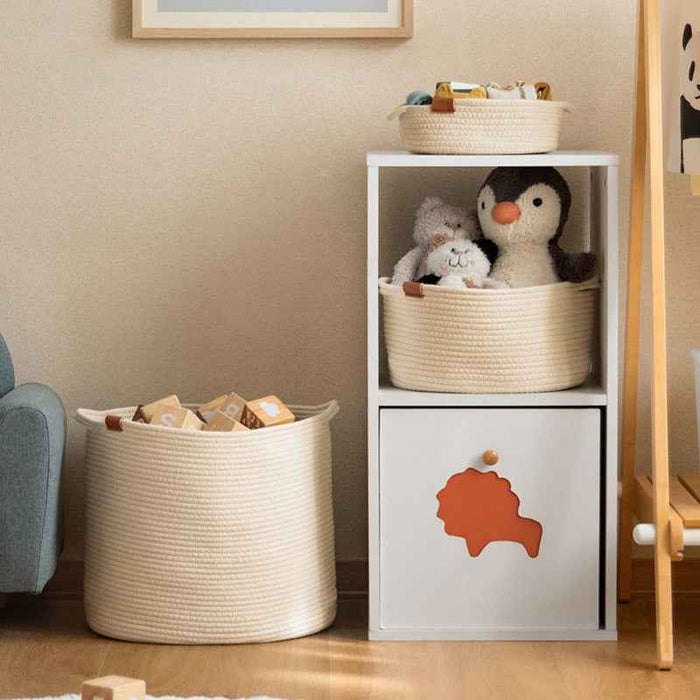 Laundry Basket Woven Cotton String Large Laundry Basket High Laundry Basket Foldable Basket