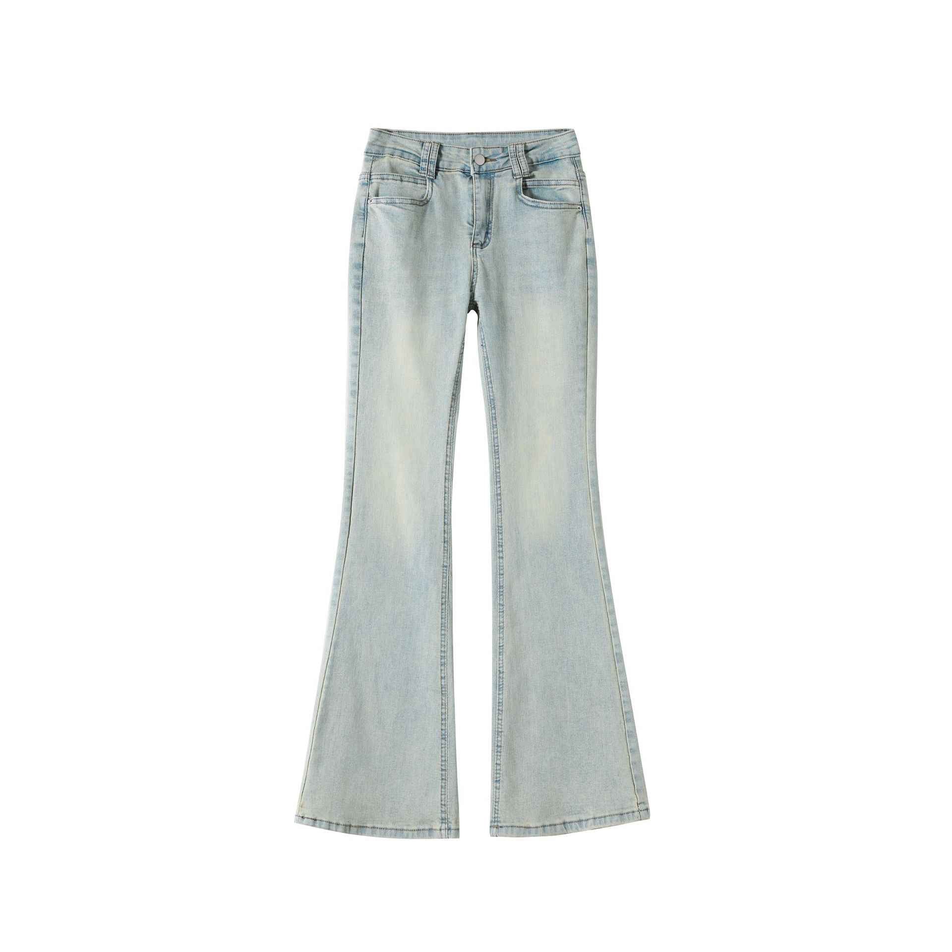 Light Blue American-Style Flared Jeans For Women