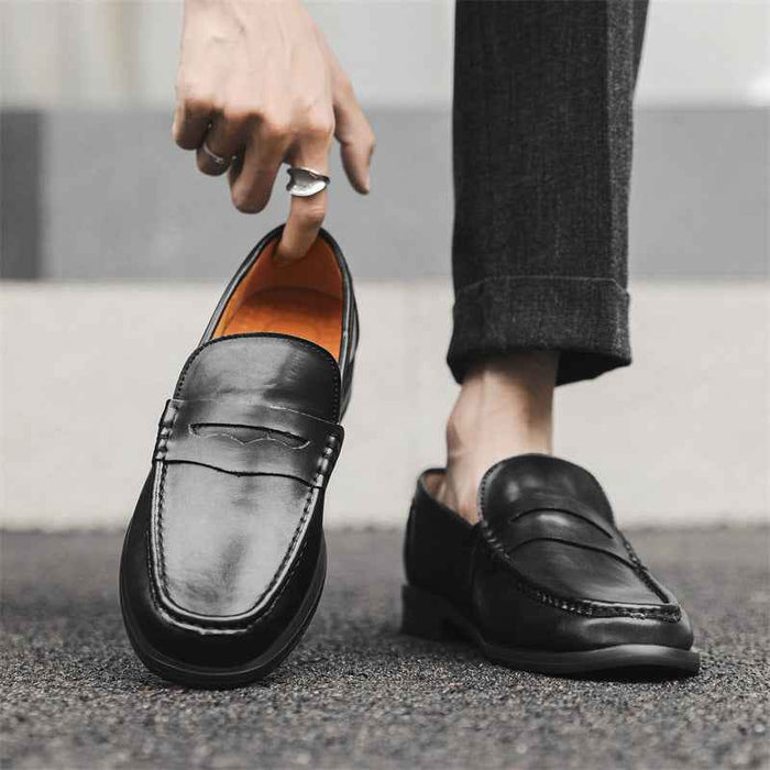 Casual Leather Shoes Men's Soft Bottom Slip-on