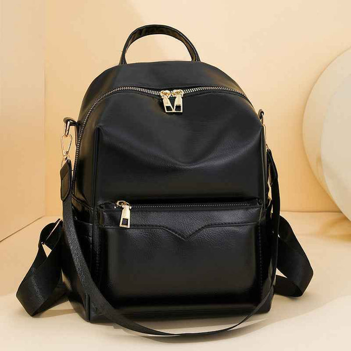 Elegant Solid-Color Womens Backpack For Commuting With Large Capacity