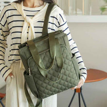 Stylish Casual Dual-handle Backpack With Embroidered Diamond-pattern Designversatile And Perfect For Everyday Use For Women