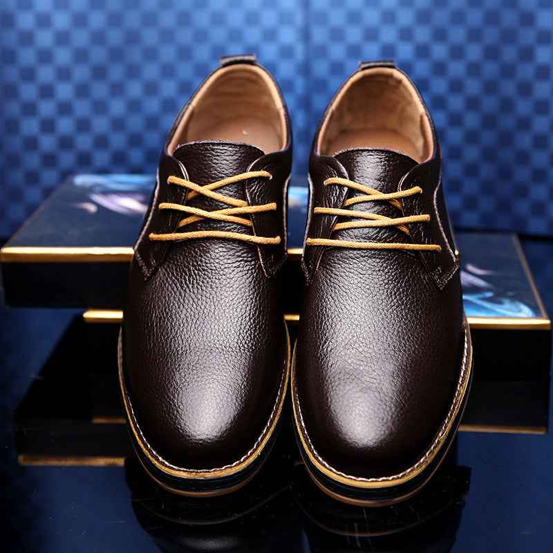 Low Cut Lace Up Casual Leather Shoes With Hand Stitched Detailing