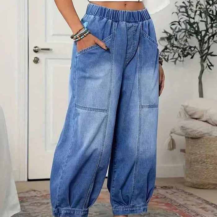 Pantacourt en jean taille haute style rétro
