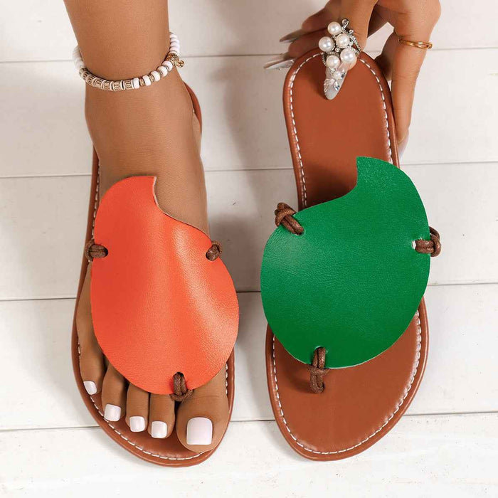 Sandales décontractées à entre-doigts et couleurs assorties, tongs plates personnalisées pour femmes, chaussures d'été pour l'extérieur