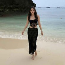 Women's Holiday Lace Strapless Two-Piece 3-Piece Swimsuit