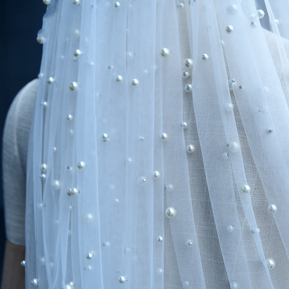 Luxury Heavy Industry Bridal Pearl Veil by Mirlaine Univers
