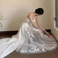 Satin Lace Wedding Veil Tube Top Fishtail Wedding Dress by Mirlaine Univers