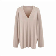 Versatile Old Money Style V-Neck Loose-Fit Long-Sleeve