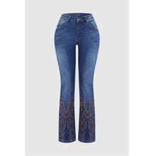 Womens Retro Beaded Embroidered Stretch Denim Jeans by Mirlaine Univers