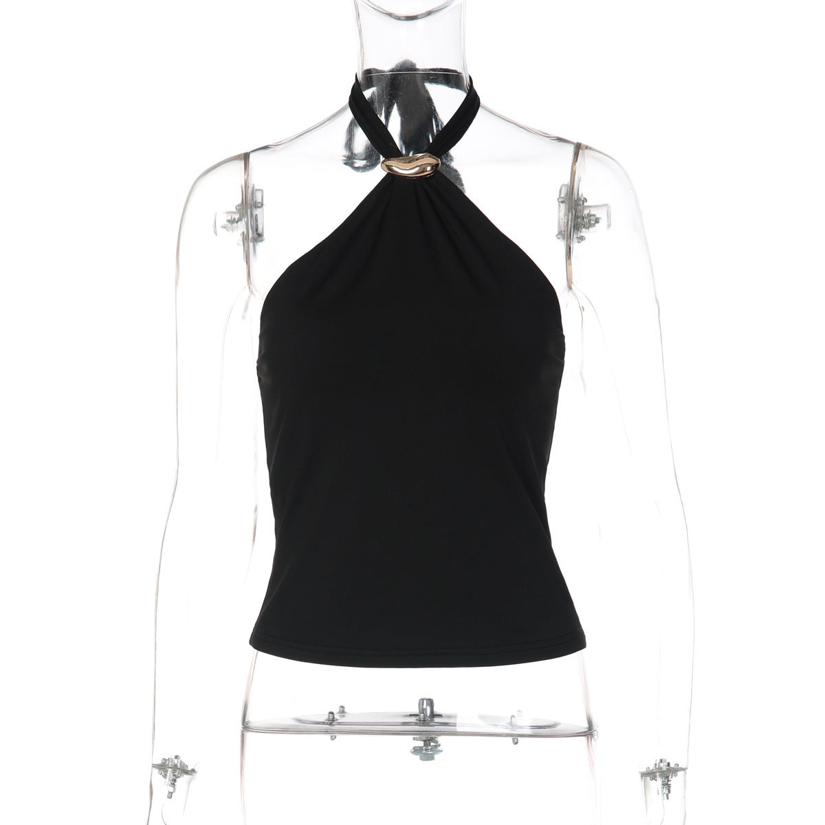 French Style Open Back Adjustable Buckle Strap Tube Top Vest