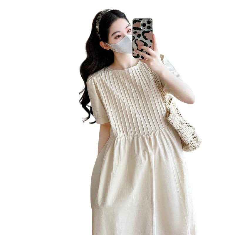 Korean-style Fashionable Loose-fit Minimalist Design Elegant High-end Plus-size Maternity Dress