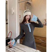 Womens Fashionable Slimming Patchwork Long-Sleeve Dress