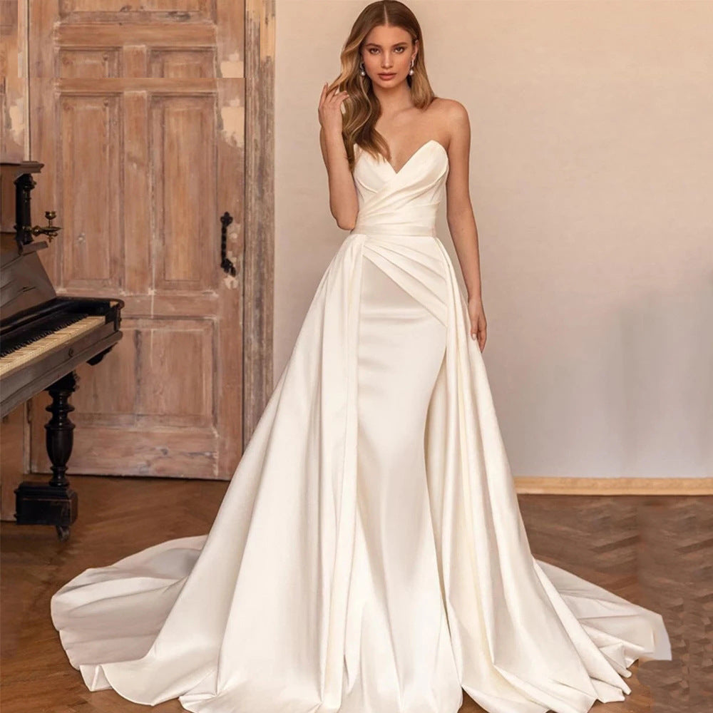 Satin Sheath Sexy Backless High Waist Slimming Trailing Two-way Detachable by Mirlaine Univers