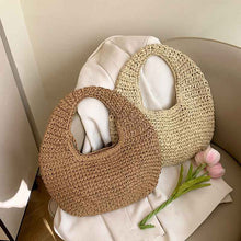 Beach-style Straw Sand Beach Bag Solid-color Crescent-shaped Tote