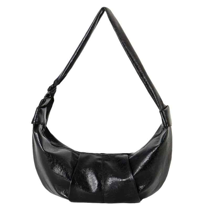 Large-capacity Retro French-style Instagrammable Niche Crossbody Bag A Croissant-shaped Pleated Bag