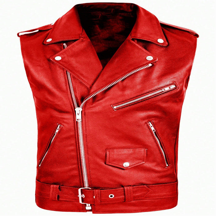 Mens PU Leather Biker Vest