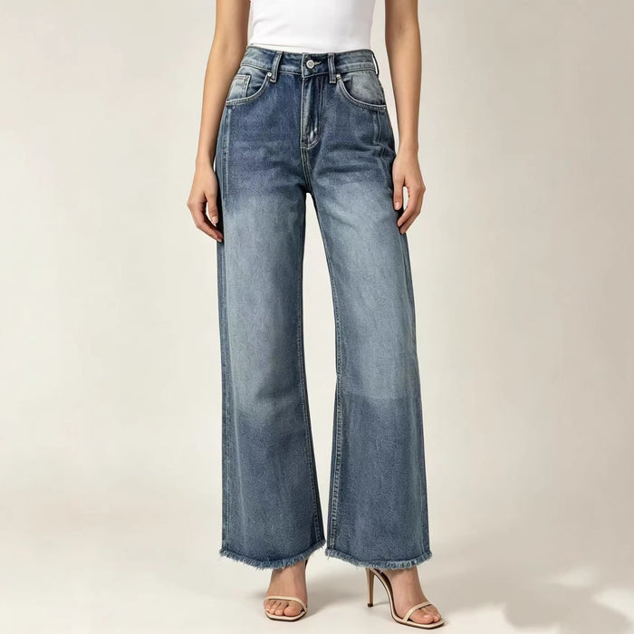 Jeans décontractés et tendance pour femme effet délavé