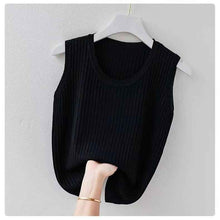 Women's Summer Ice Silk Round Neck Camisole Vest Knitted Bottoming Shirt