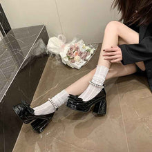 2026 Spring Sweet Bow & Pearl Mary Jane Heels For Women-Cute Platform Block Heel Pumps For Dressy Outings