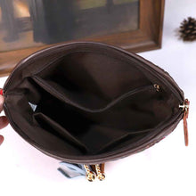 Womens First-Layer Colored Leather Shoulder Bag With Woven Design