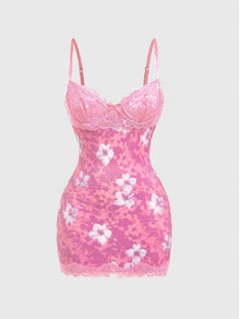 Women's Sexy Lace Cinched Waist Vintage Dress
