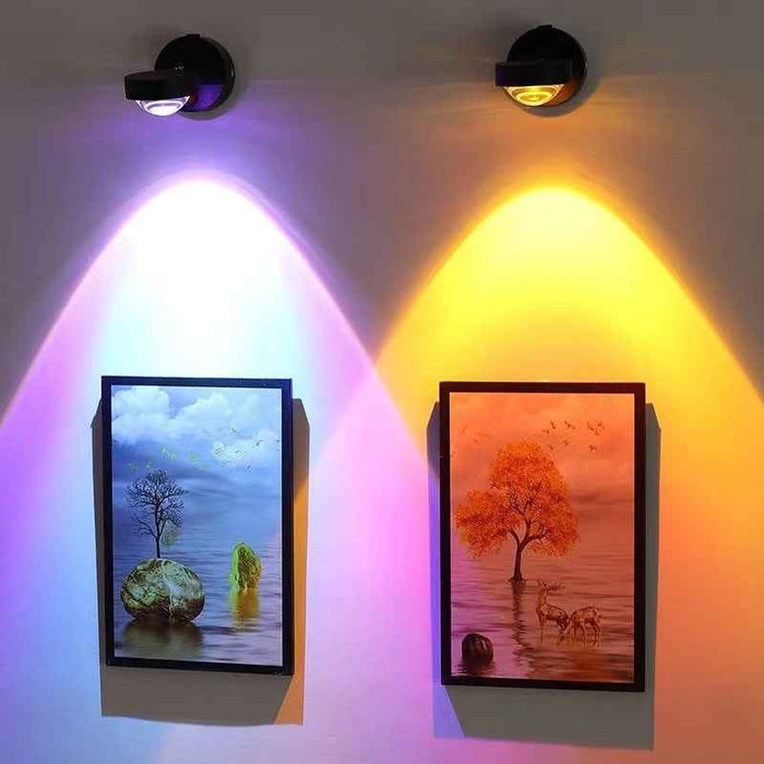 Applique murale coucher de soleil rouge rechargeable pour chambre à coucher, lampe coucher de soleil sans installation requise