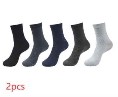 5 Pairs Bamboo Fiber Socks Men's Mid-calf Breathable Socks Business Men's Socks Solid Color