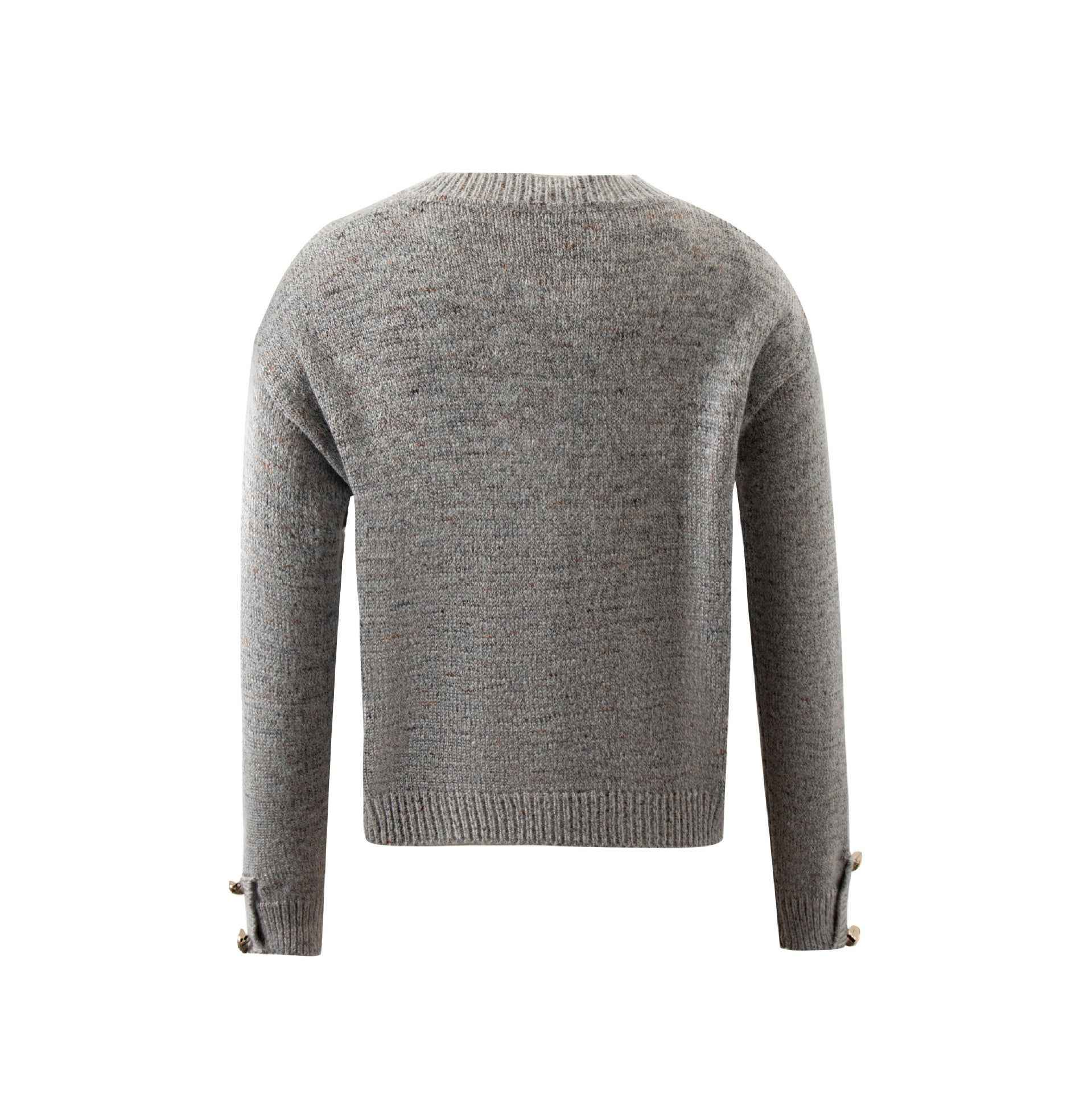 Women's American-style Gray Sweaters Cardigan