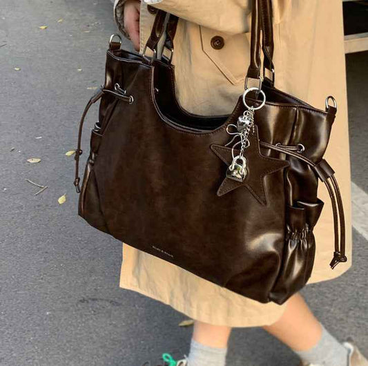 Vintage Biker-style High-capacity Underarm Bag For Women
