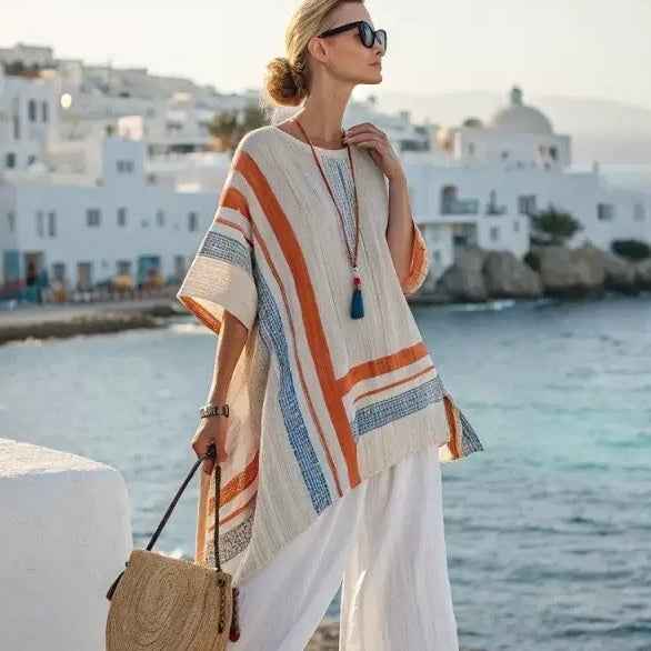 Summer Loose Casual All-Match V-Neck Ruffle-Sleeve Shirt Set