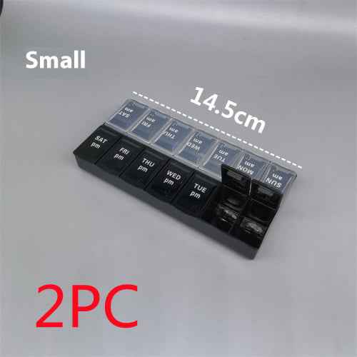 Big Small Size 14 Grid Week Pill Box Morning And Evening Color Week Pill Box Printing Russian English