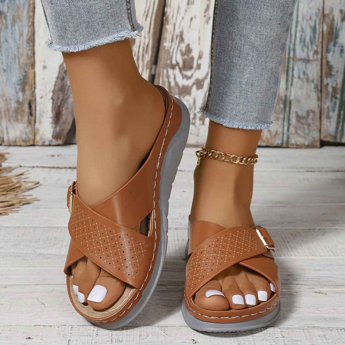 Cross Strap Beach Sandals For Women Foreign Trade Plus-size