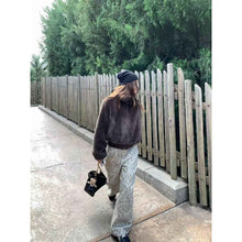 Leopard-print Vintage Distressed Casual Jeans