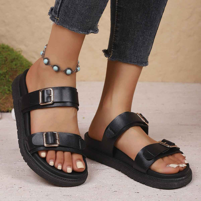 Mocassins et chaussons à semelles épaisses, sandales de plage à brides et boucle tendance pour femmes