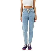 Casual All-Match Trousers Straight-Leg Pants Elastic Waist Womens Jeans