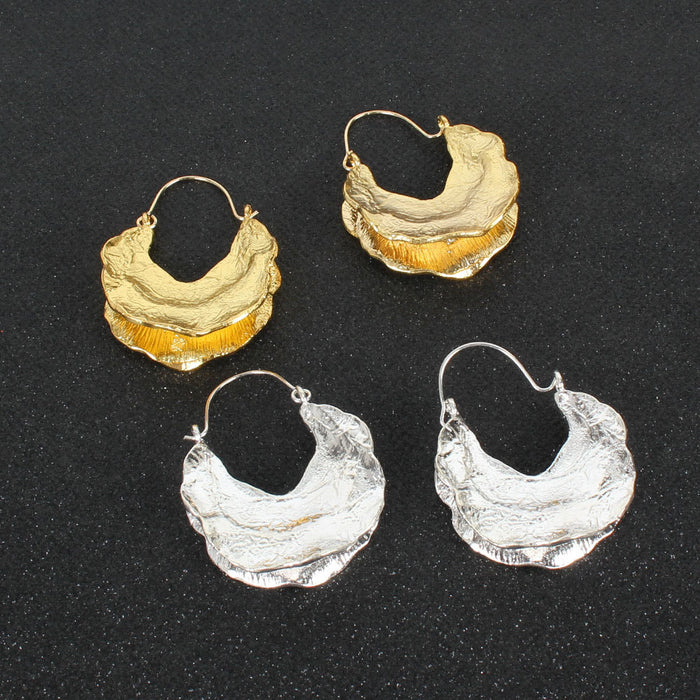 Retro Alloy Concave-convex Texture Irregular Earrings