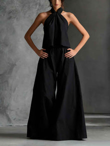 Loose-fitting Sleeveless Top And Wide-leg Pants Two-piece Set
