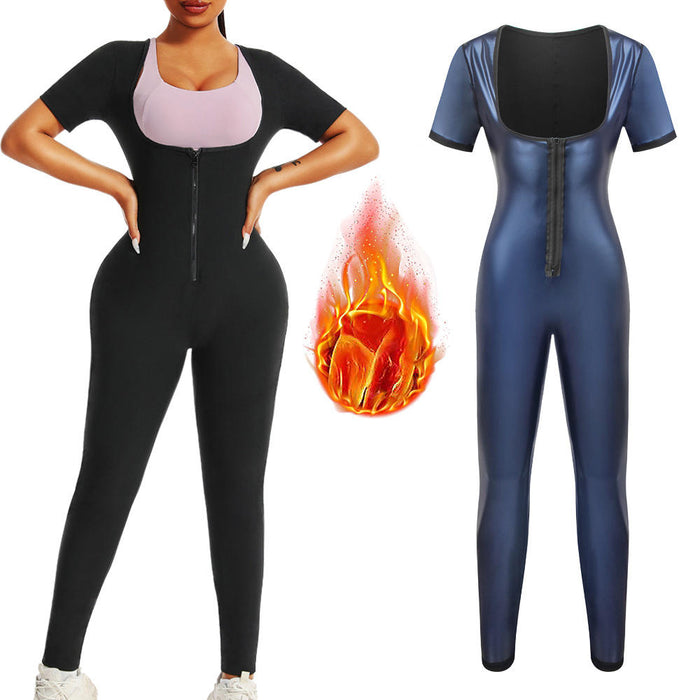 Combinaison de sudation à manches courtes pour femme, vêtement de sudation amincissant pour l'entraînement, corset amincissant pour le corps